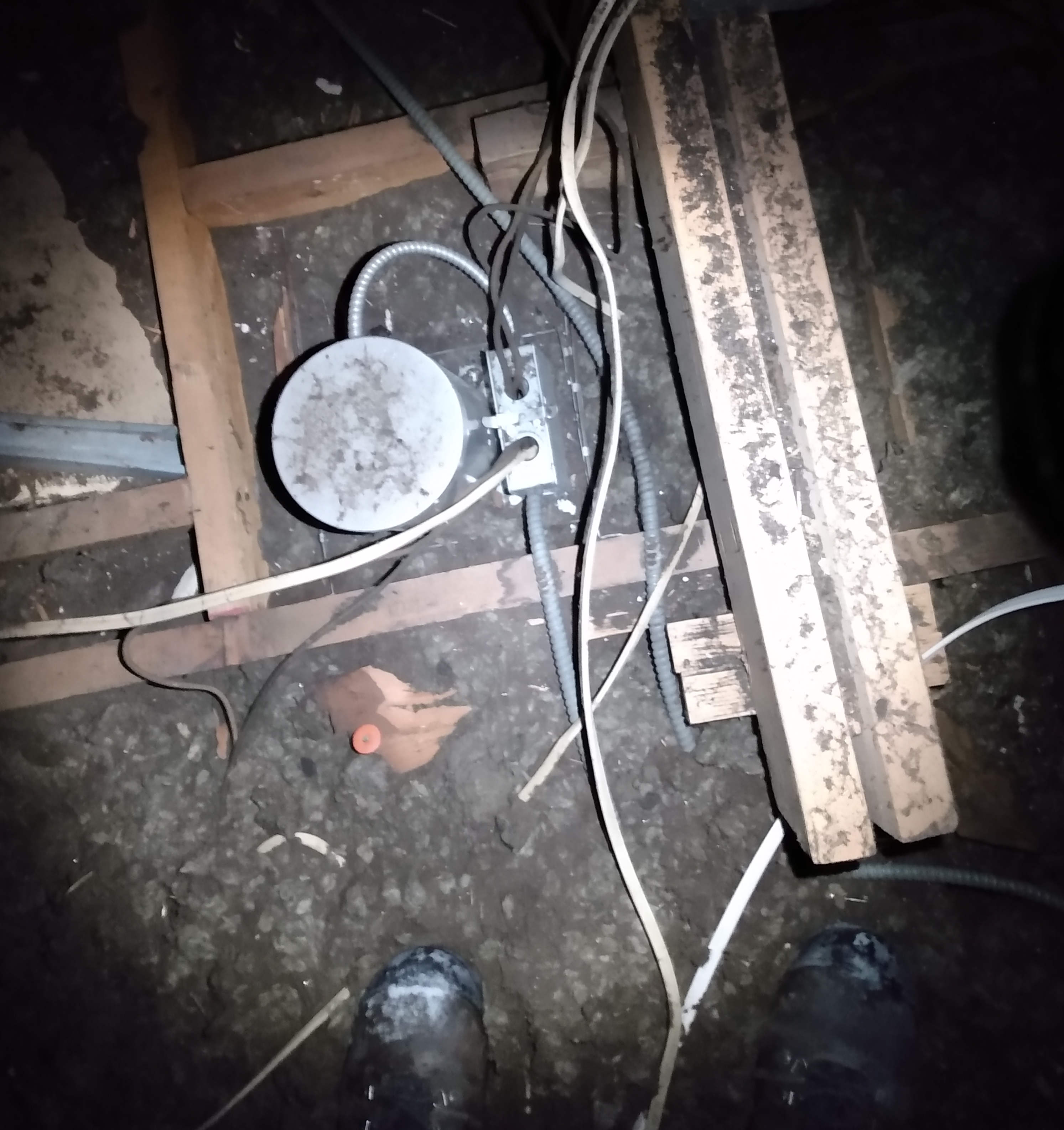 Messy attic wiring