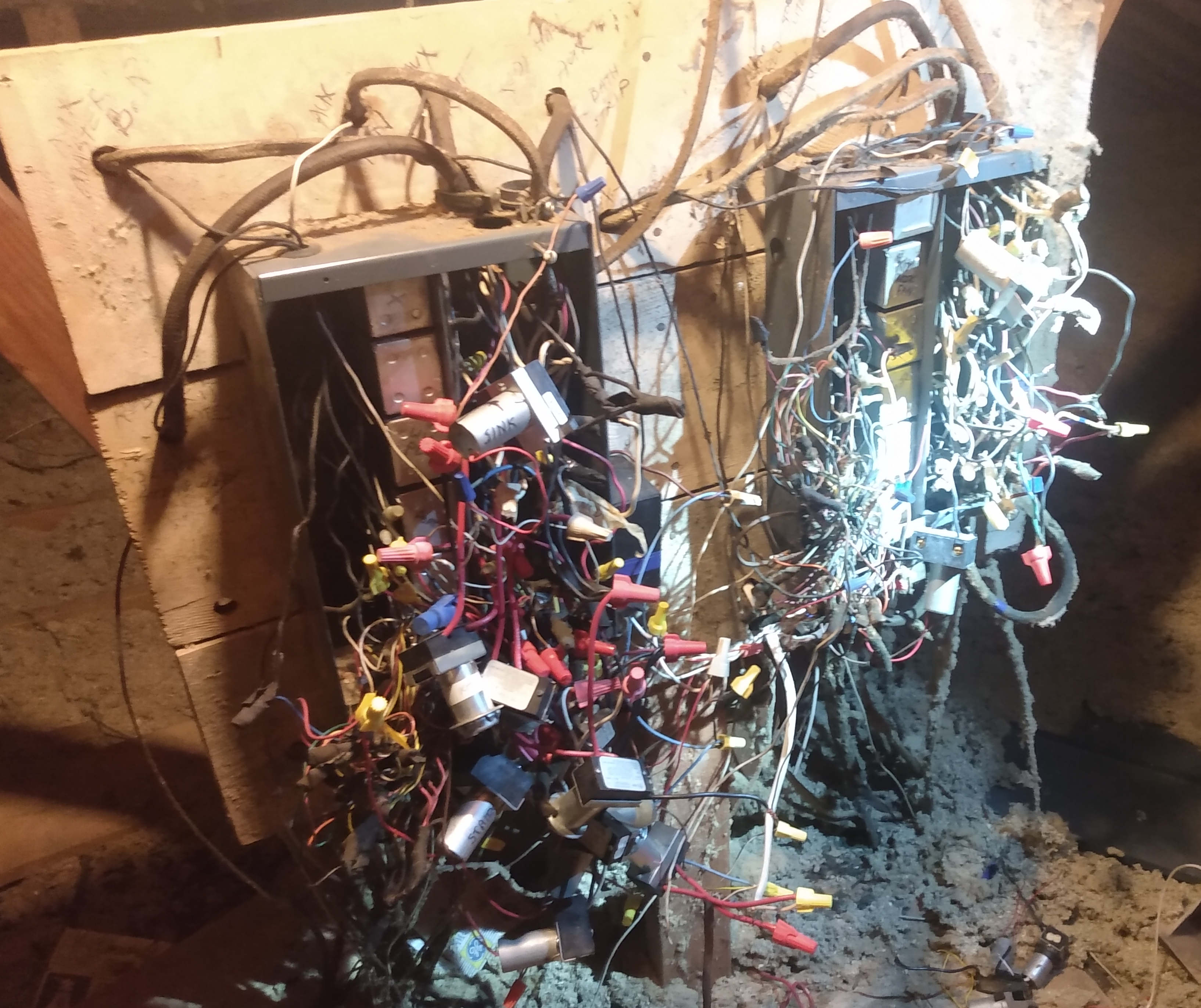 Messy attic wiring